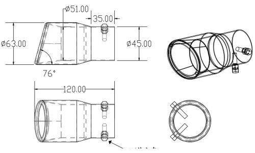 Насадка на глушитель 45х120 мм черное напыление ARNEZI, арт. A0701025