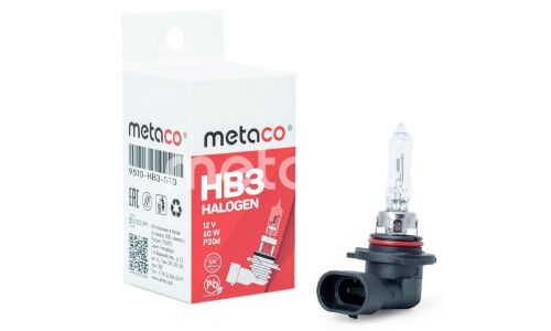 Лампа галогенная Metaco Halogen HB3(9005) (P20d, T12), 12В, 65Вт, 3200К, 1 шт, арт. 9510-HB3-STD
