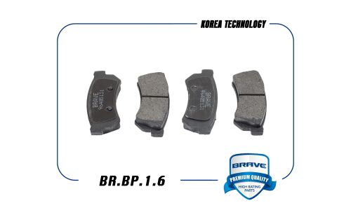 Колодки тормозные дисковые Brave, задние, комплект на ось (4 шт), арт. BR.BP.1.6