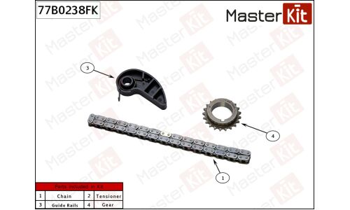 Комплект для замены цепи ГРМ MasterKit 77B0238FK для двигателей PEY7, PE-VPS, SH-VPTS