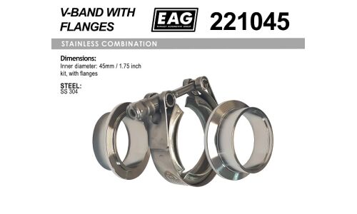 Хомут V-Band 45мм/1.75' к-т (с фланцами SS304) EAG, арт. 221045