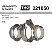 Хомут V-Band 50мм/2.0' к-т (с фланцами SS304) EAG, арт. 221050