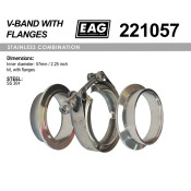 Хомут V-Band 57мм/2.25' к-т (с фланцами SS304) EAG, арт. 221057