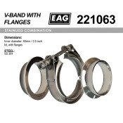 Хомут V-Band 63мм/2.5' к-т (с фланцами SS304) EAG, арт. 221063