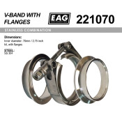 Хомут V-Band 70мм/2.75' к-т (с фланцами SS304) EAG, арт. 221070