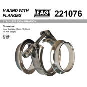 Хомут V-Band 76мм/3.0' к-т (с фланцами SS304) EAG, арт. 221076