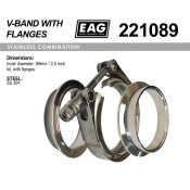 Хомут V-Band 89мм/3.5' к-т (с фланцами SS304) EAG, арт. 221089