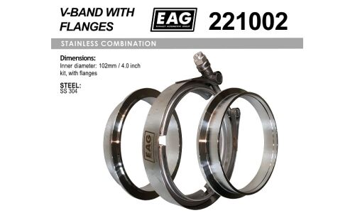 Хомут V-band EAG Ø102мм, нержавеющая сталь W4, 1 шт, арт. 221002