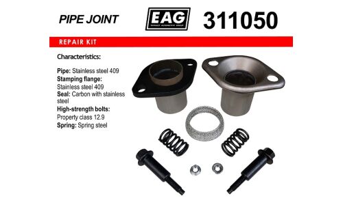 Фланцевое соединение выхлопной трубы EAG, демпферное, Ø50мм, нержавеющая сталь, арт. 311050