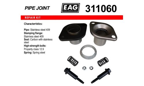 Фланцевое соединение выхлопной трубы EAG, демпферное, Ø60мм, нержавеющая сталь, арт. 311060