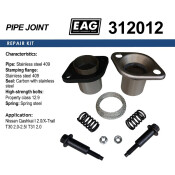 Фланцевое соединение выхлопной трубы EAG, демпферное, нержавеющая сталь, для Nissan Qashqai, арт. 312012