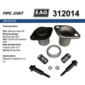 Фланцевое соединение выхлопной трубы EAG, демпферное, нержавеющая сталь, для Mitsubishi Outlander, арт. 312014