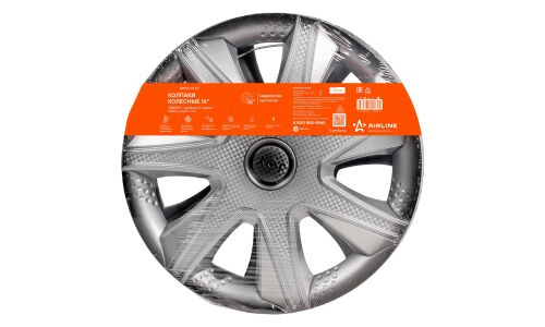 Колпаки на колеса Airline Джой +, 16", серебристый+черный, под карбон, 2шт, арт. AWCC-16-37