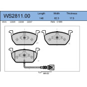 Колодки тормозные дисковые Jeenice, комплект на ось (4 шт), арт. WS2811.00