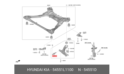 Сайлентблок рычага подвески передний | перед прав/лев Hyundai/Kia, арт. 54551L1100