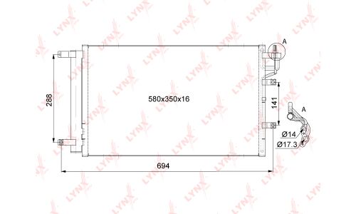 Радиатор кондиционера LYNXauto, арт. RC-0064