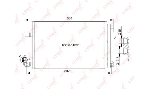Радиатор кондиционера LYNXauto, арт. RC-0527