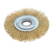 Щетка для УШМ плоская 125 мм, посадка 22.2 мм, латунированная проволока d=0.3мм, 4500 об/мин ARNEZI, арт. R8042125