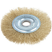 Щетка для УШМ плоская 150 мм, посадка 22.2 мм, латунированная проволока d=0.3мм, 3750 об/мин ARNEZI, арт. R8042150