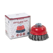 Щетка для УШМ чашка 65 мм, посадка M14, стальная витая проволока d=0.5мм, 12500 об/мин ARNEZI, арт. R8047065