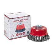 Щетка для УШМ чашка 80 мм, посадка M14, стальная витая проволока d=0.5мм, 12500 об/мин ARNEZI, арт. R8047080