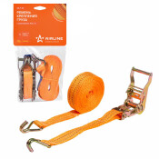 Стяжка для груза Airline, строп лента, с храповым механизмом, крюки, нагрузка до 1т, размер 25мм x 10м, арт. AS-T-22