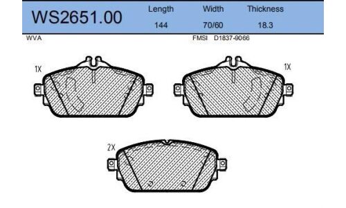Колодки тормозные дисковые Jeenice, комплект на ось (4 шт), арт. WS2651.00