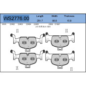 Колодки тормозные дисковые Jeenice, комплект на ось (4 шт), арт. WS2776.00
