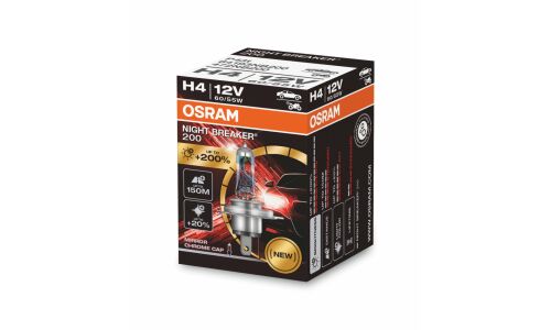 Лампа галогенная Osram Night Breaker 200 H4 (P43t, T16) 12В, 60/55Вт, 3900К, 1 шт, арт. 64193NB200