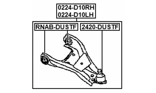 Рычаг подвески Febest, передний, правый, арт. 0224-D10RH