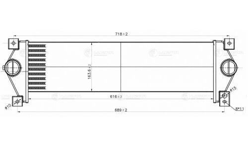Радиатор интеркулера) для а/м SsangYong Kyron (05-)/Actyon (05-) (алюм. бачки) Luzar, арт. LRIC 1749