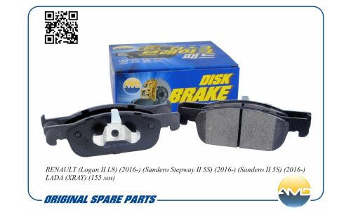 Колодки тормозные дисковые AMD, передние, комплект на ось (4 шт), арт. AMD.BF586