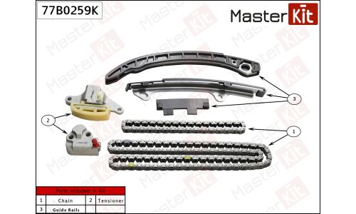 Комплект цепи ГРМ Master KiT, арт. 77B0259K