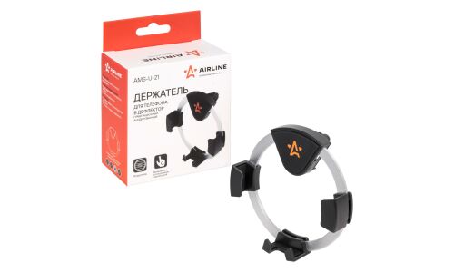 Держатель для телефона Airline, в дефлектор, гравитационный, чёный/серый, арт. AMS-U-21