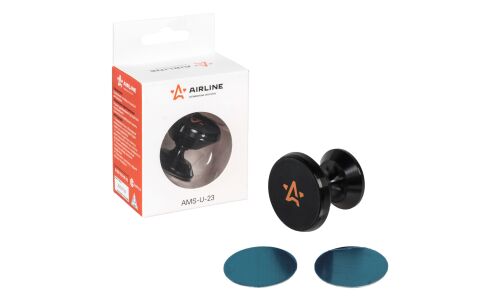 Держатель для телефона Airline, на двустороннем скотче, магнитный, чёрный, арт. AMS-U-23