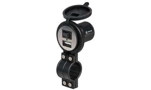 Розетка встраиваемая Airline, для мотоциклов, 12В, 1xUSB (5В, 2.1А), кабель 150см, влагозащищенная, арт. AEBJ206