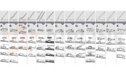 Щётки стеклоочистителя Airline 510мм (20") + 450мм (18") бескаркасные, всесезонные, крепление J-Hook, комплект 2 шт, арт. AWB-BK-510-450K