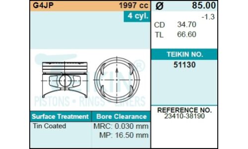 Поршень двигателя  51130 0.50 (4шт/упак) Teikin, арт. 51130050