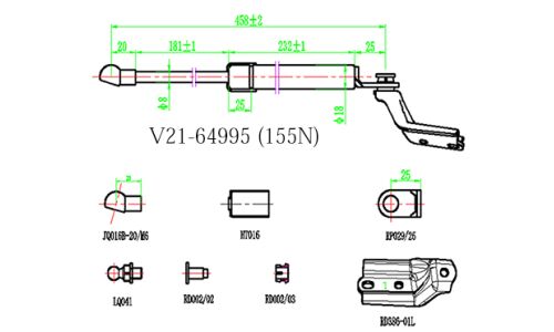 Амортизатор багажника V21-64995 JETT, арт. V2164995