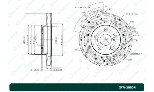 Диск тормозной перфорированный вентилируемый  GFR-21160R правый G-brake, арт. GFR21160R