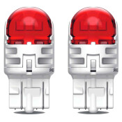 Лампа светодиодная Philips Ultinon Pro6000 W21/5W (W3x16q, T20), 12В, 2.5/0.5 (соответствует 21/5Вт), красная, комплект 2 шт, арт. 11066RU60X2