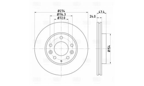 Диск тормозной Trialli, передний, правый/левый, для Mazda 6 / 323, 1 шт, арт. DF 250104