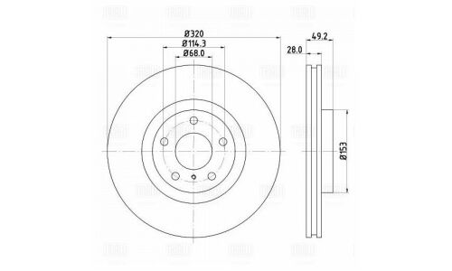 Диск тормозной для а/м Nissan Murano (03-)/Infinity M 35/45 (05-)/G (08-) d=320 | перед Trialli, арт. DF 140130