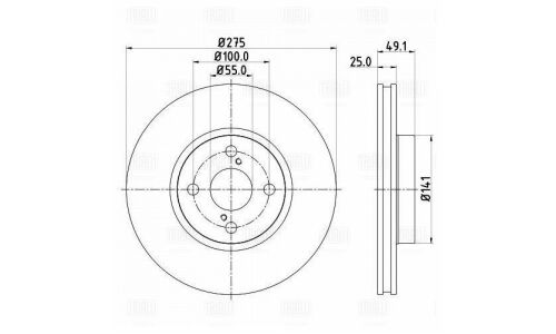 Диск тормозной для а/м Toyota Corolla (E12) (02-) d=275 | перед Trialli, арт. DF 190104