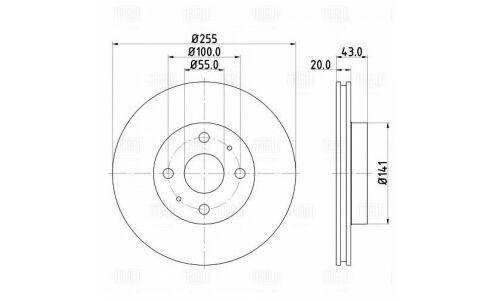 Диск тормозной Trialli, передний, правый/левый, для Toyota Yaris, 1 шт, арт. DF 190206