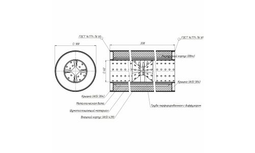 Стронгер Trialli, Ø100/60, длина 330мм, нержавеющая сталь, арт. ESM 10033060d