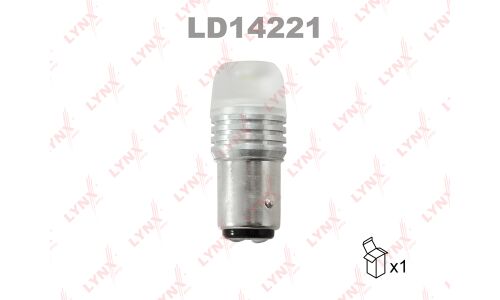 Лампа светодиодная LYNXauto P21/5W (BAY15d, S25), 12В, 21/5Вт, 12000К, синяя, 1 шт, арт. LD14221