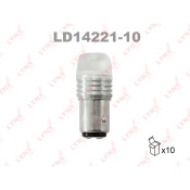 Лампа светодиодная LYNXauto P21/5W (BAY15d, S25), 12В, 21/5Вт, 12000К, синяя, 1 шт, арт. LD14221-10