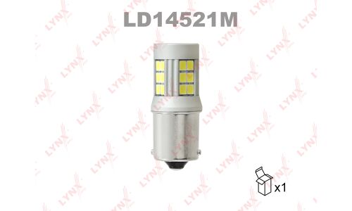 Лампа светодиодная LYNXauto P21W (BA15s, S25), 12В, 21Вт, 6200К, 1 шт, арт. LD14521M