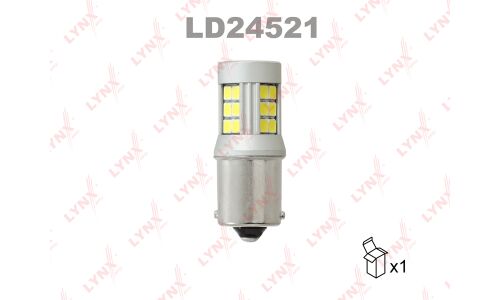 Лампа светодиодная LYNXauto P21W (BA15s, S25), 24В, 21Вт, 6200К, 1 шт, арт. LD24521